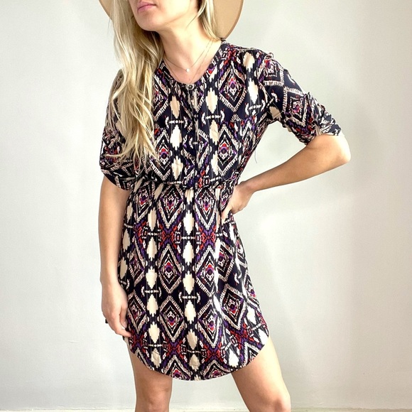 Anthropologie Dresses & Skirts - Anthropologie Black Tan Purple & Red Boho Dress 2